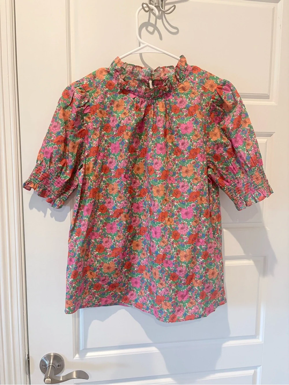 J.Crew x Liberty London Floral Ruffle Neck Smocked Sleeve Top | Size Small NWT - Picture 2 of 5